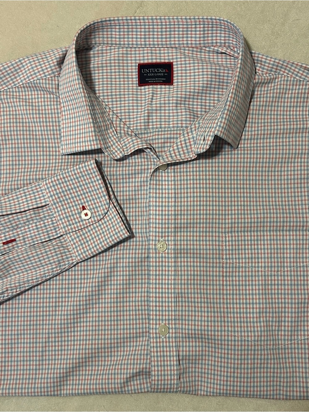 Untuckit Performance Shirt Mens 3XL XXXL Tattersall Check Nylon Spandex Stretch